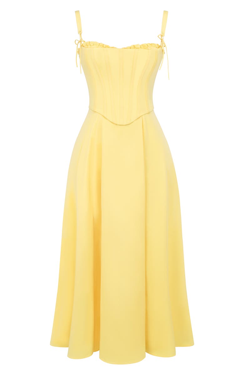 HOUSE OF CB Clarabelle Corset Bodice Pima Cotton Blend Cocktail Dress, Alternate, color, Light Yellow