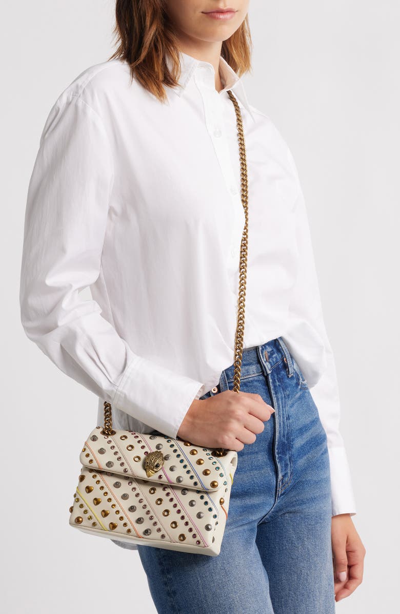 Kurt Geiger London Mini Kensington Leather Convertible Shoulder Bag, Alternate, color, Bone/Comb