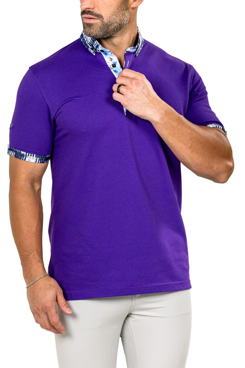 Newton Marthyr0030 Purple Button-Down Piqué Polo, Alternate, color, PURPLE