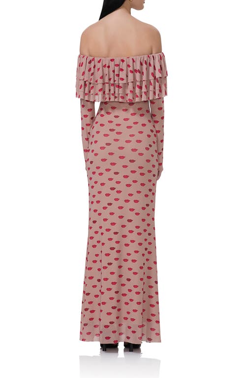 AFRM AFRM DAHLIA RUFFLE OFF THE SHOULDER LONG SLEEVE MAXI DRESS