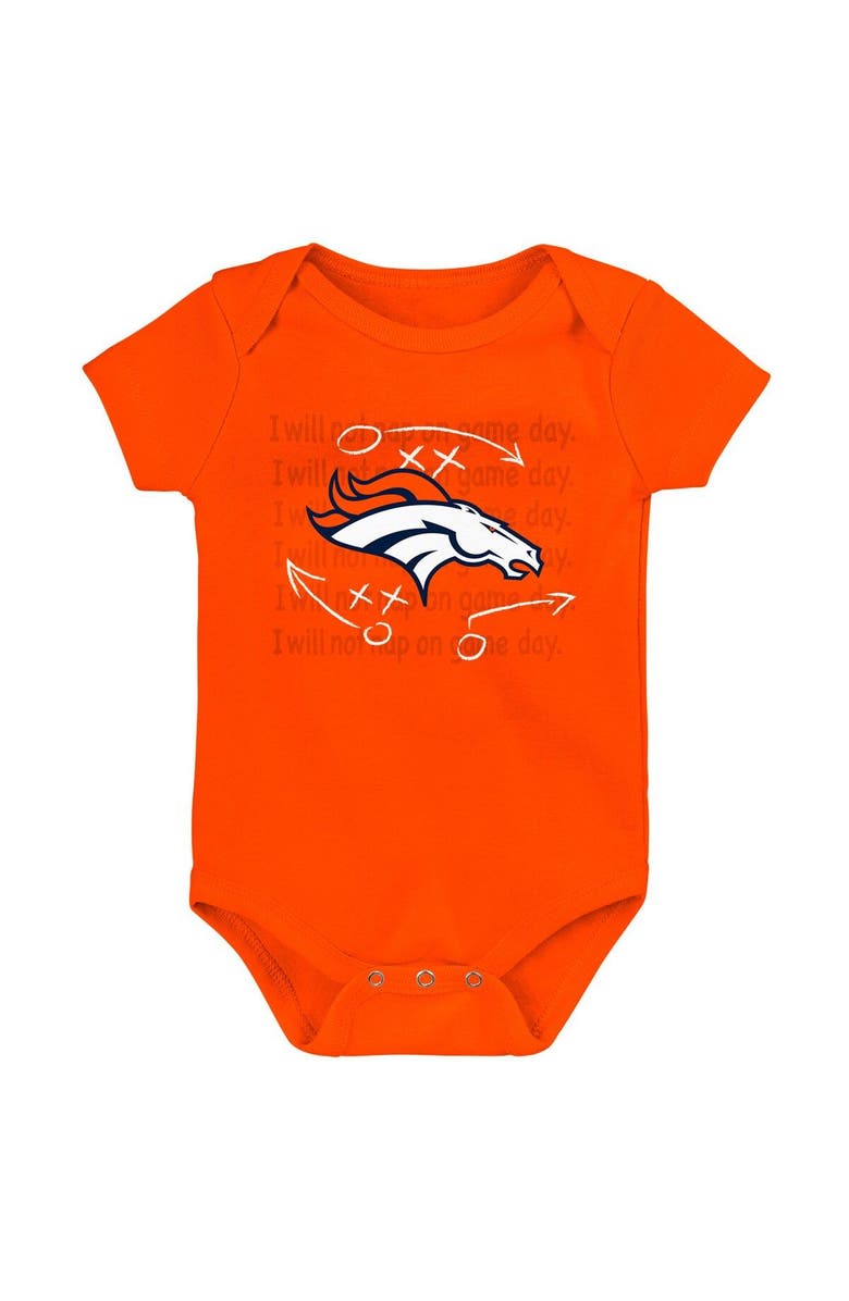 Outerstuff Newborn & Infant Orange/Navy/Heather Gray Denver Broncos Three-Pack Eat, Sleep & Drool Retro Bodysuit Set, Alternate, color, 