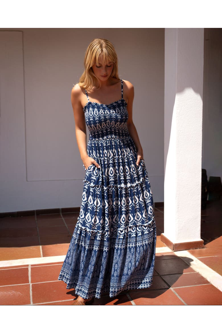 Cecilia Smocked Tiered Maxi Dress, Alternate, color, Tivara Ikat