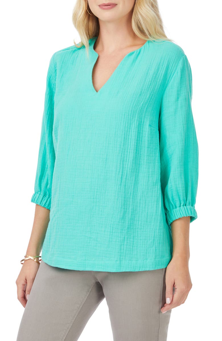 Foxcroft Evie Gauze Blouse, Alternate, color, Sea Mist