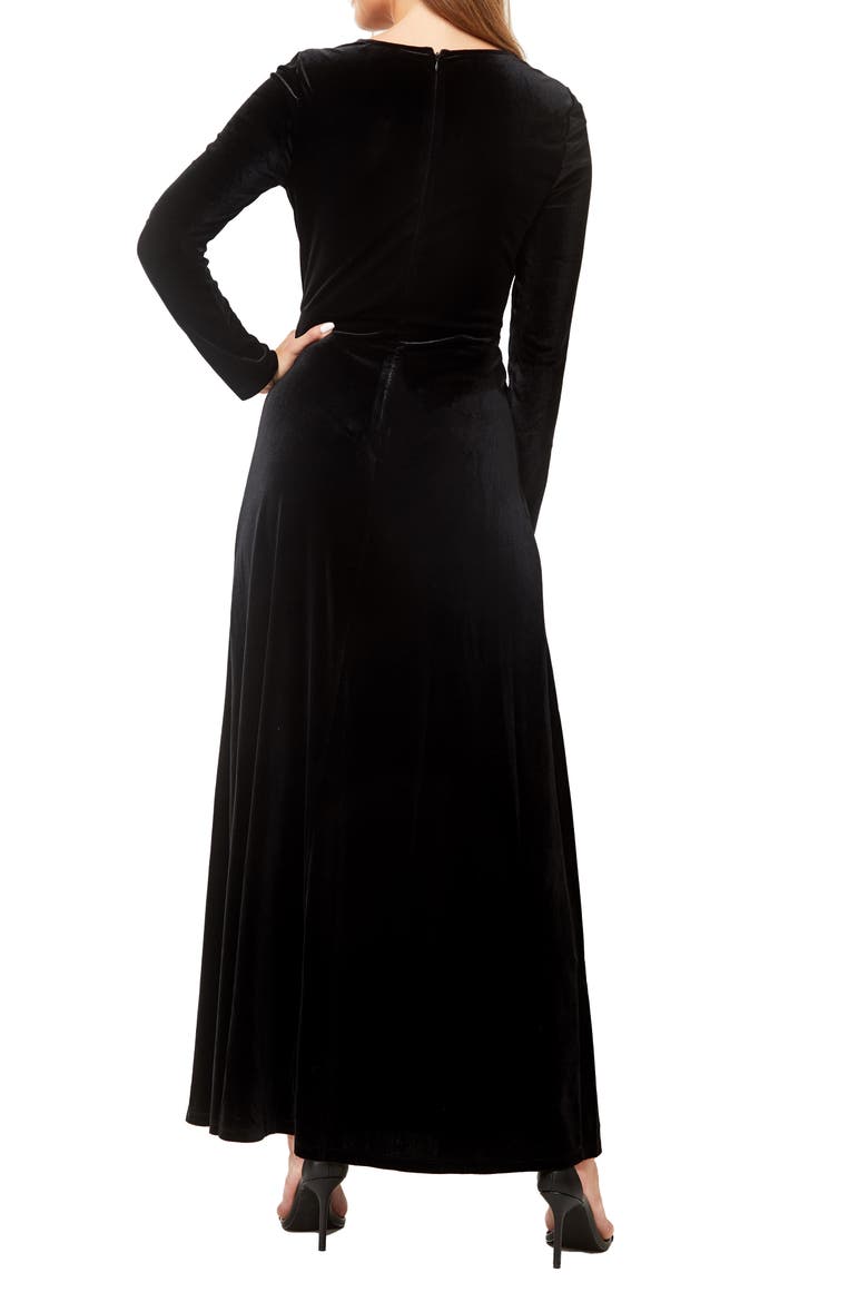 Long Sleeve Velvet Maxi Dress, Alternate, color, BLACK