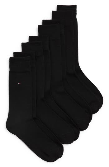 Tommy Hilfiger 4-pack Solid Crew Dress Socks In Black