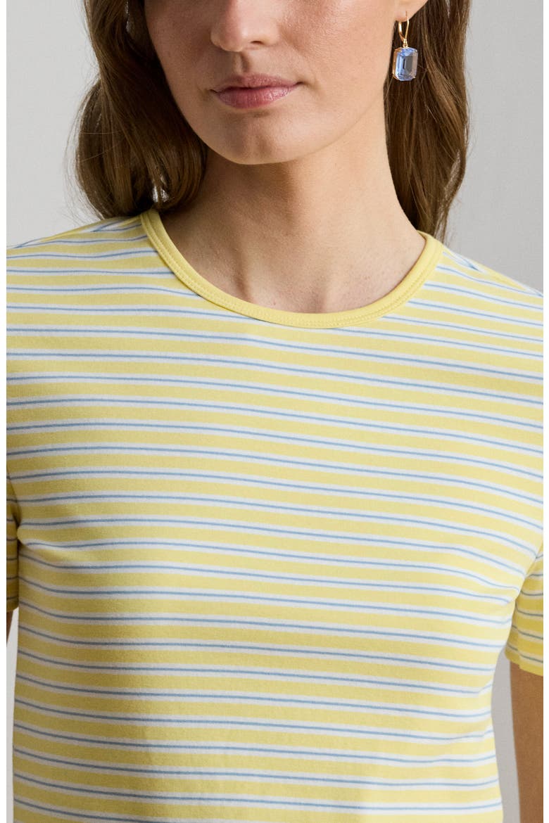 Stripe Cotton Blend Rib T-Shirt, Alternate, color, LEMON SORBET/ MULTI