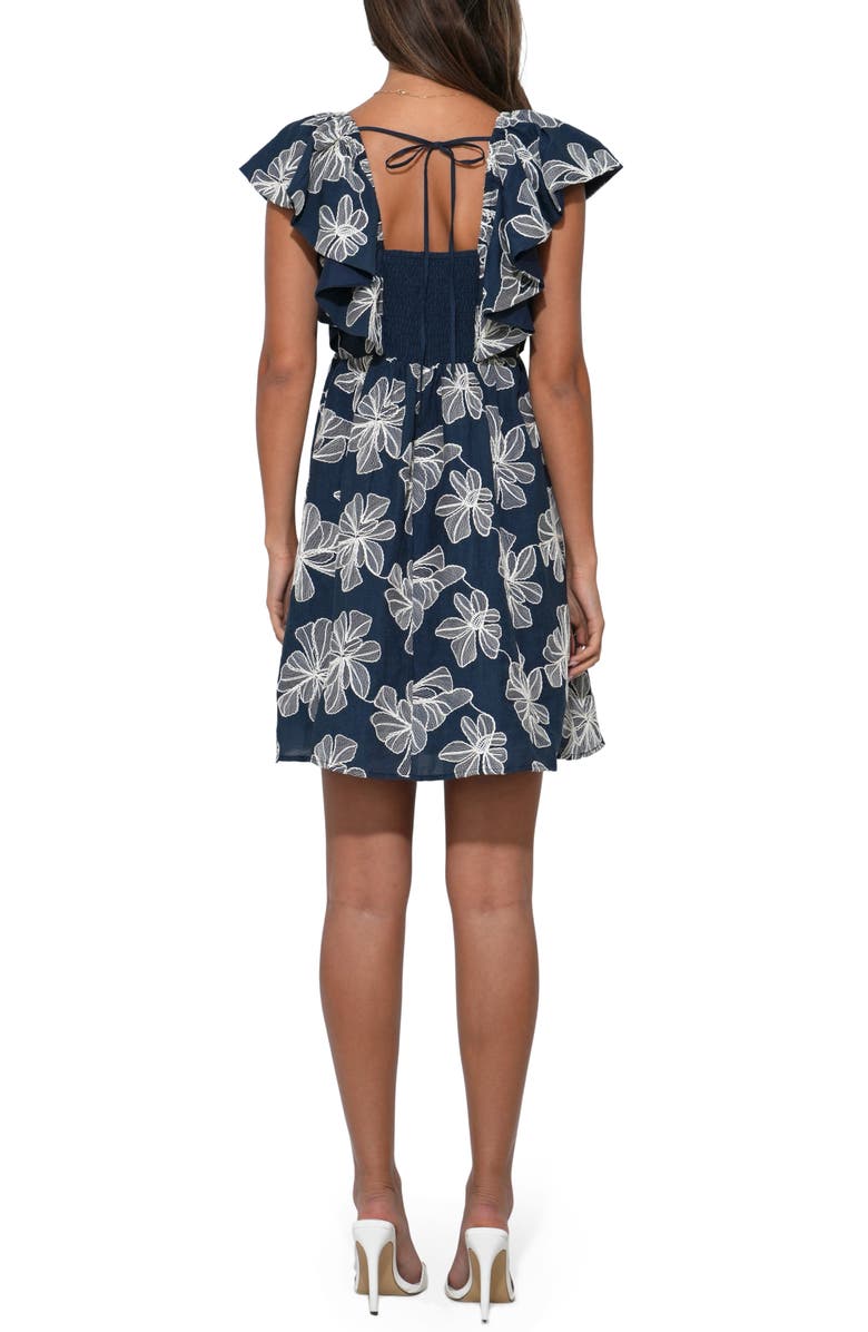 Adelyn Rae Lilah Embroidered Mini Sundress, Alternate, color, Navy/ Cream