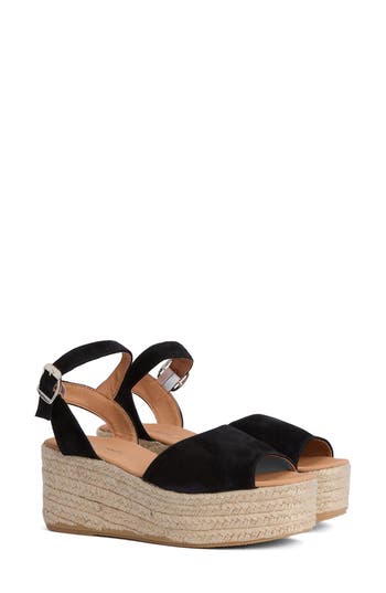 Barbour Espadrille Platform Sandal in Black Suede at Nordstrom Rack, Size 10
