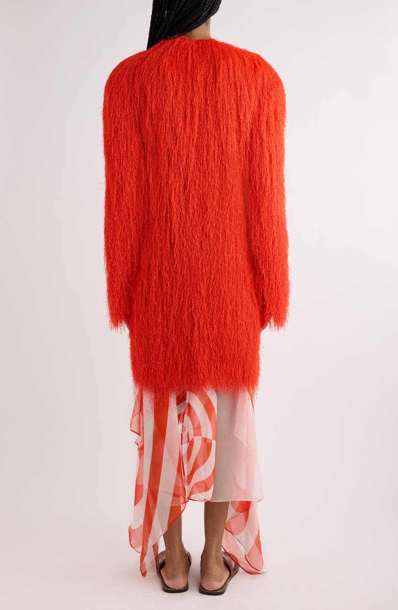 Dries Van Noten Fringe Wrap Coat, Alternate, color, Red