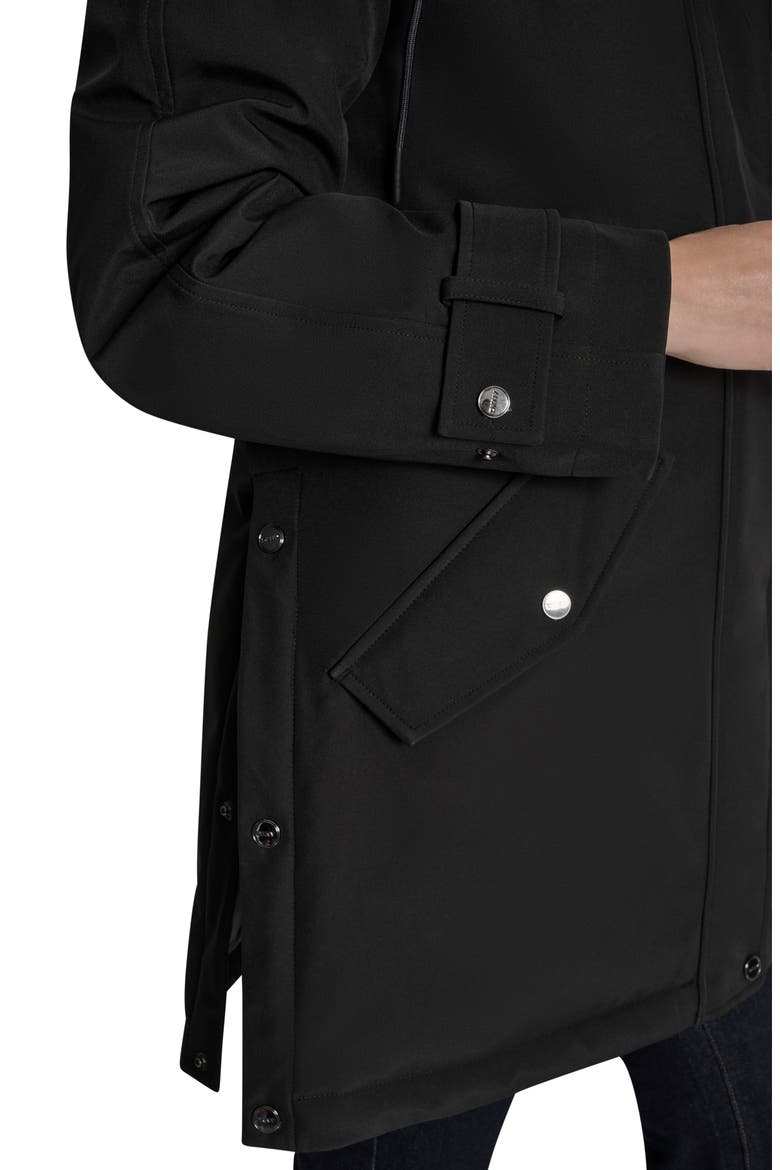 Faux Fur Lined Hooded Softshell Parka, Alternate, color, BLACK