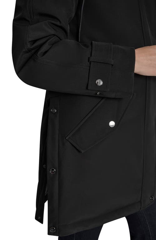 Dkny Faux Fur Lined Hooded Softshell Parka In Black