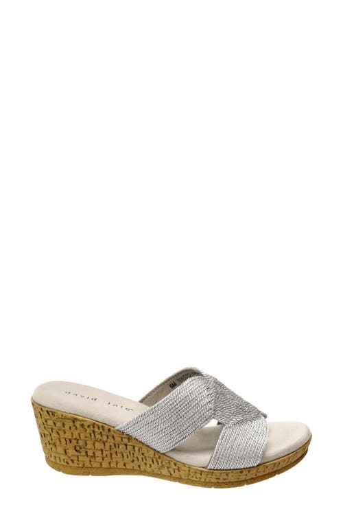 David Tate Vibe Wedge Slide Sandal In Silver