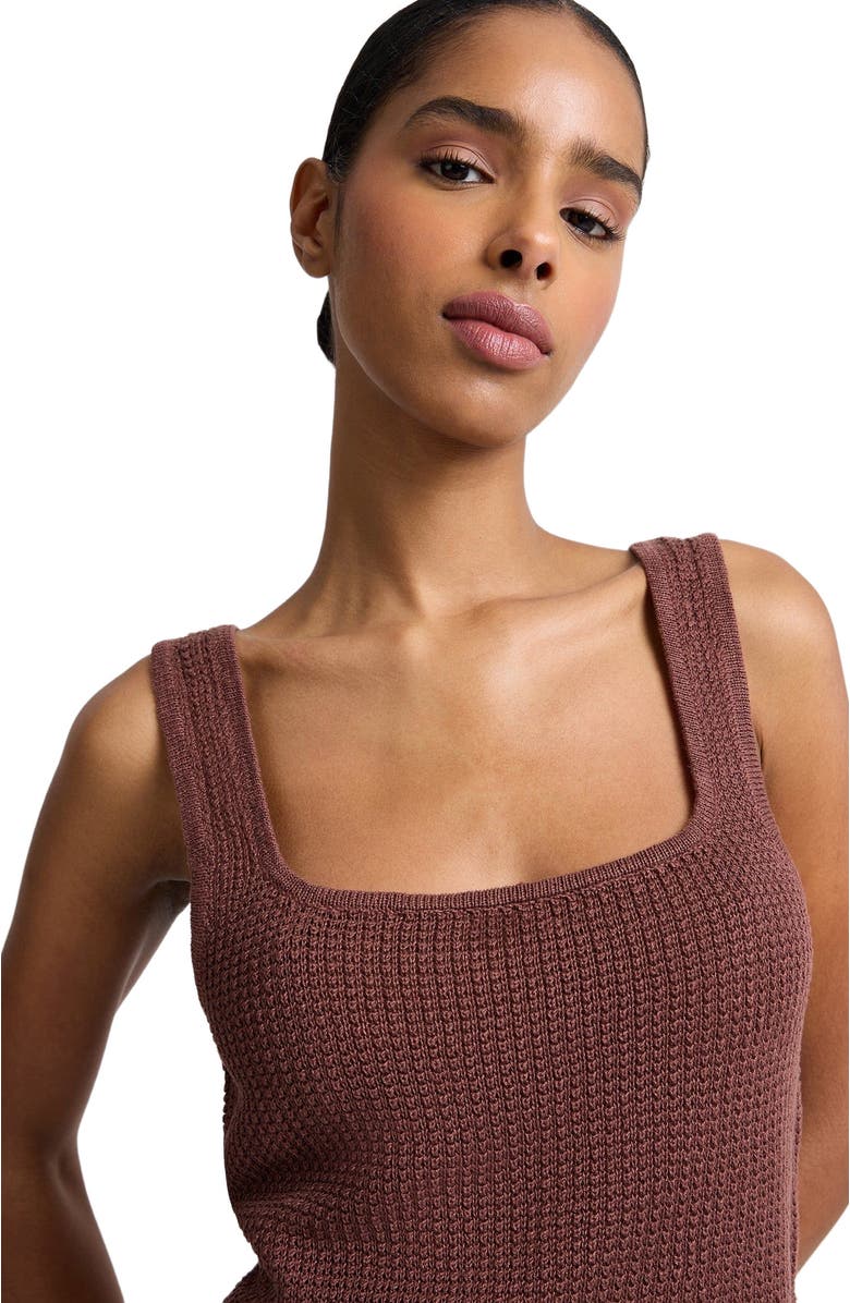 Onia Knit Square Neck Tank Top, Alternate, color, Brown