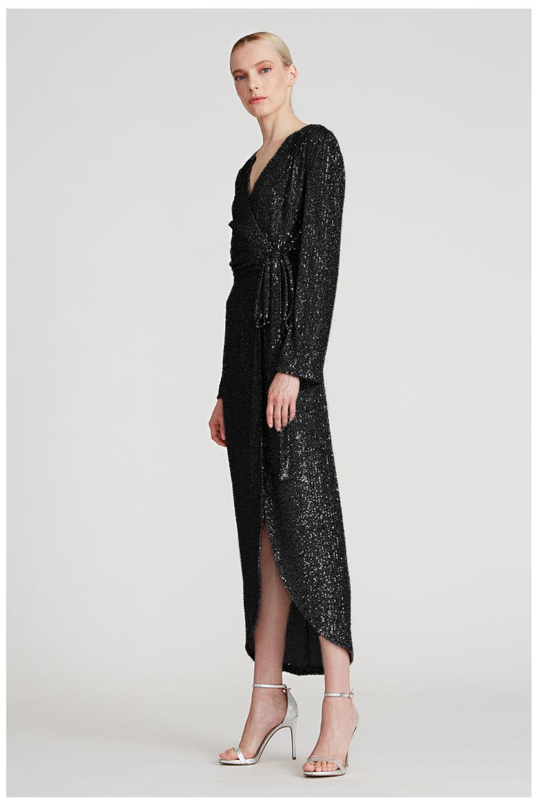 Falan Sequin Cocktail Dress, Alternate, color, Black