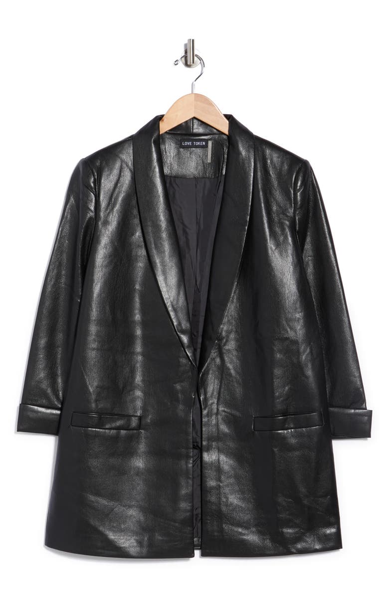 Love Token Monica Faux Leather Blazer, Alternate, color,