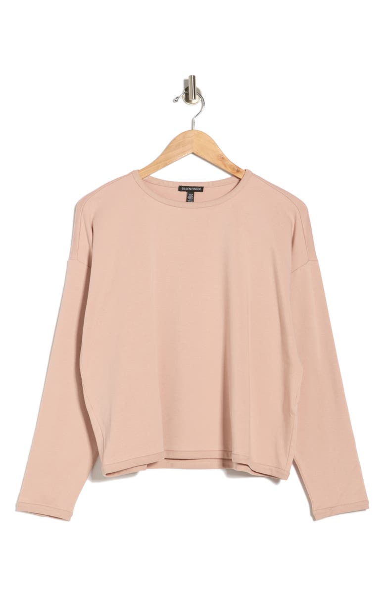 Eileen Fisher Crewneck Long Sleeve Crop Top, Alternate, color, Opal