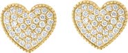 EFFY 14K Gold Plated Sterling Silver Pavé Diamond Heart Stud Earrings