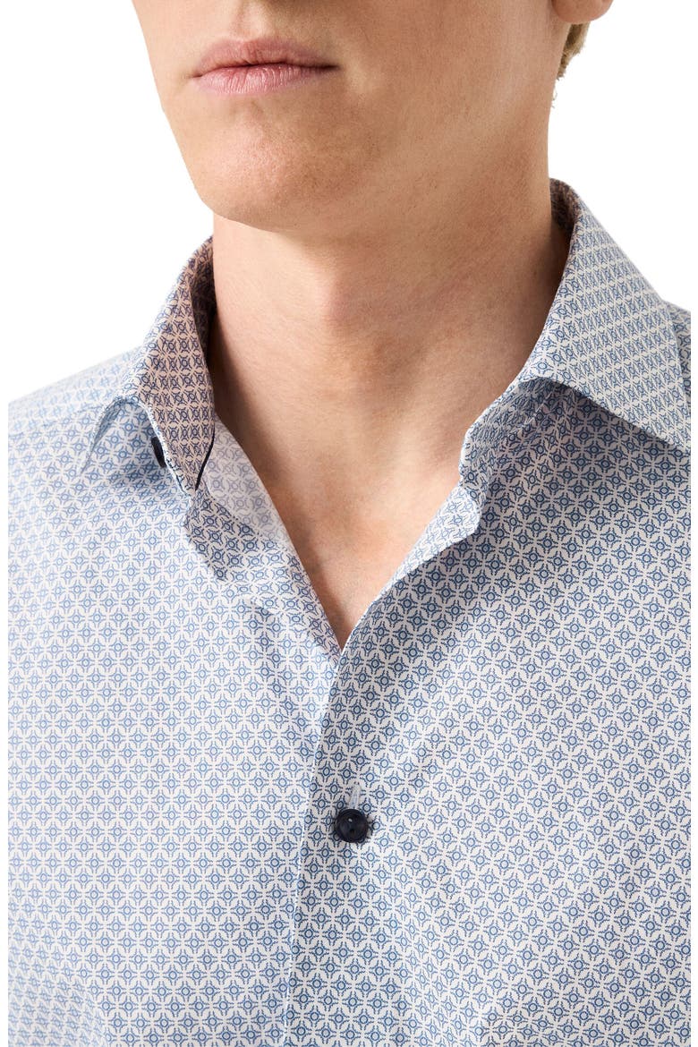 Contemporary Fit Geometric Print Cotton Dress Shirt, Alternate, color, LIGHT BLUE