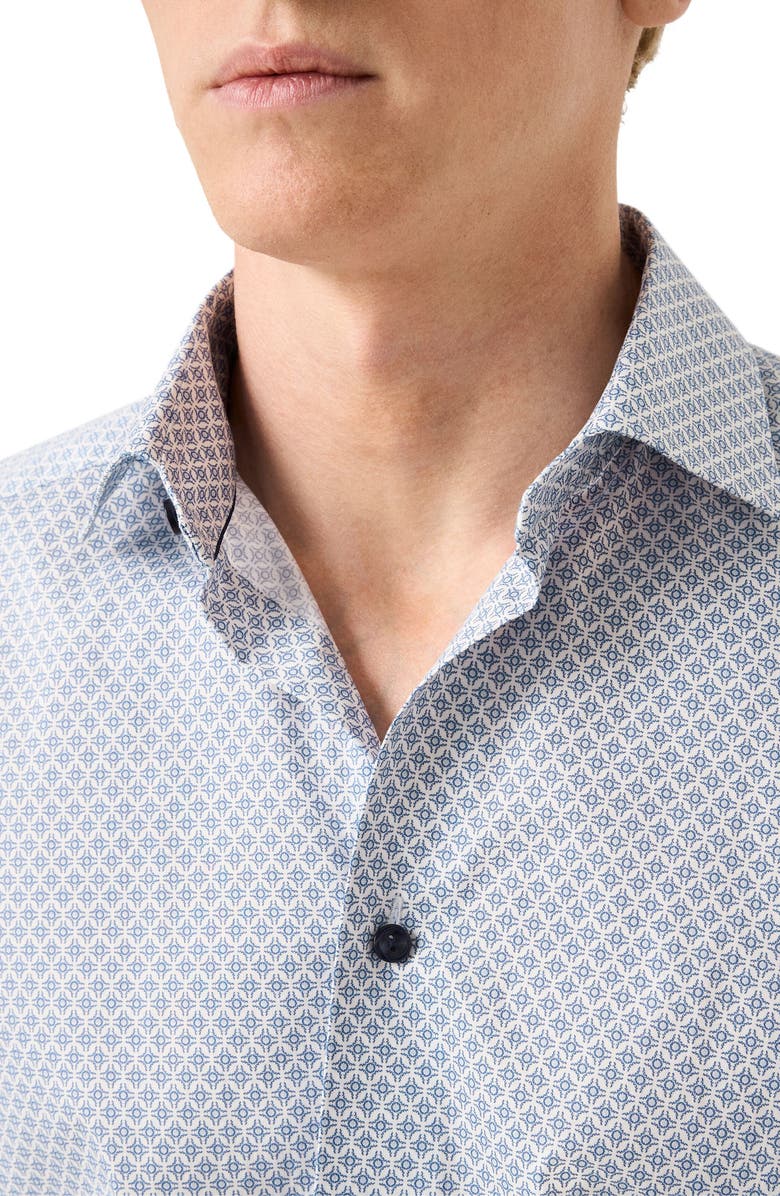 Eton Contemporary Fit Geometric Print Cotton Dress Shirt, Alternate, color, Light Blue
