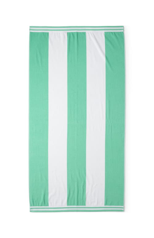 Lands' End Rugby Stripe Reversible Beach Towel In Green