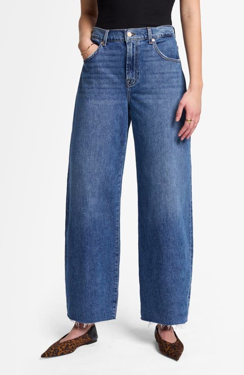 Bonnie Raw Hem High Waist Barrel Jeans (Santa Cruz)