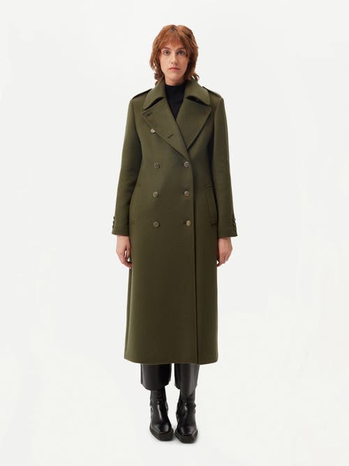 Gobi Mongolian Cashmere Double-breasted Cashmere Coat In Green