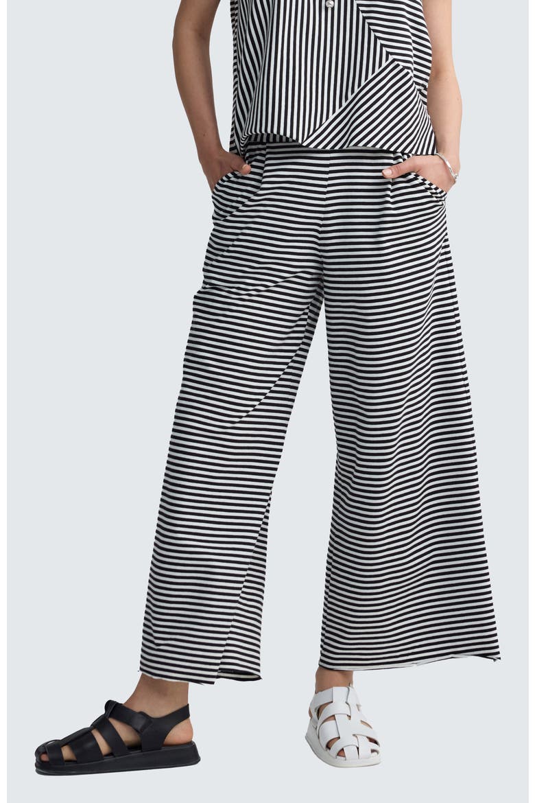 Kaelith Striped Jersey Wide-Leg Pants, Main, color, Black Strip