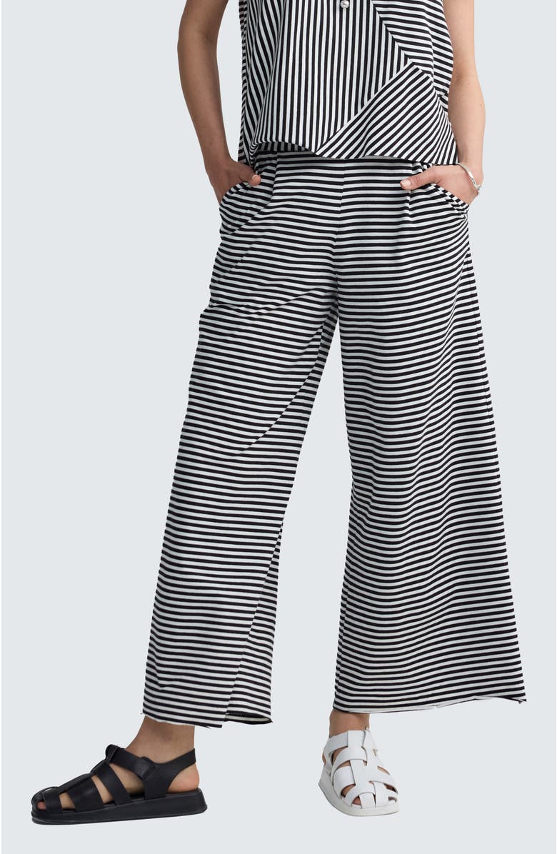 LUUKAA Kaelith Striped Jersey Wide-Leg Pants, Main, color, Black Strip