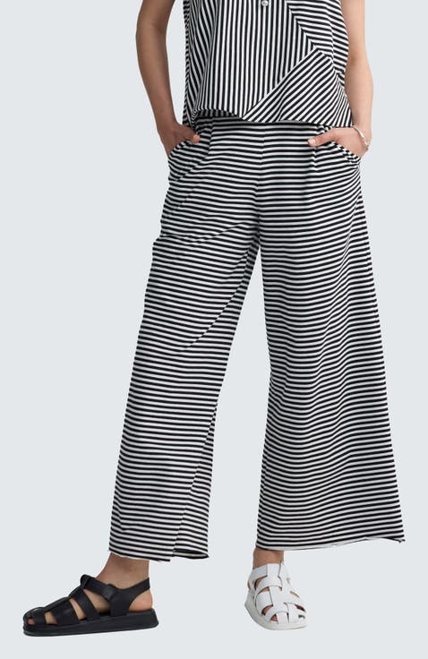 Kaelith Striped Jersey Wide-Leg Pants