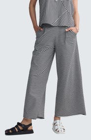 LUUKAA Kaelith Striped Jersey Wide-Leg Pants
