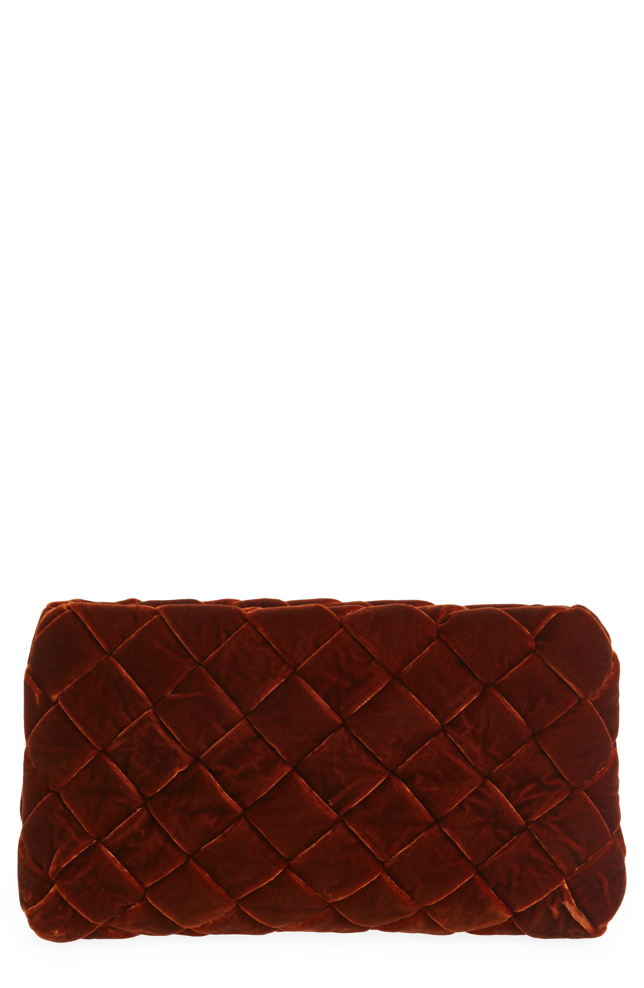 Aviva Puffy Woven Clutch, Main, color, SIENNA