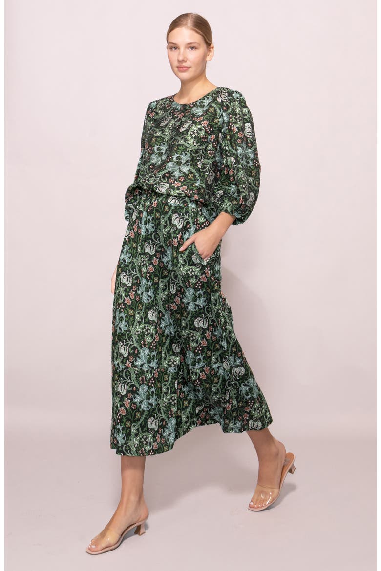 Print Midi Skirt, Alternate, color, GREEN MULTI