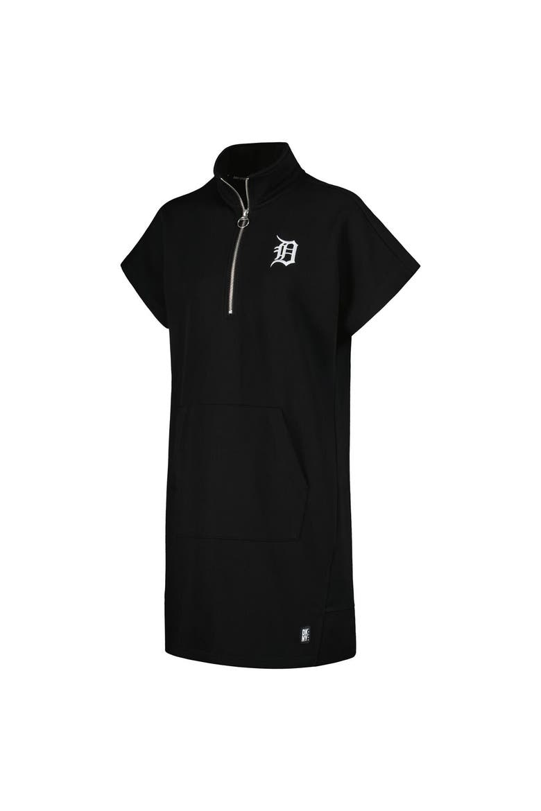 Women's DKNY Sport Black Detroit Tigers Emily Quarter-Zip Sneaker Dress, Alternate, color, Black