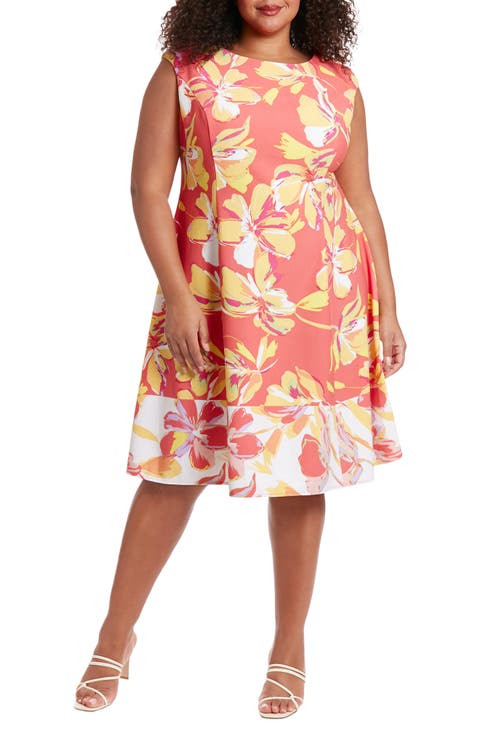 Floral Trapeze Dress (Plus)