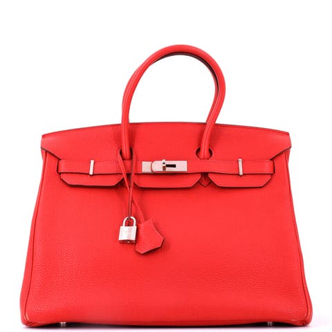 Birkin Handbag Red Togo with Palladium Hardware 35