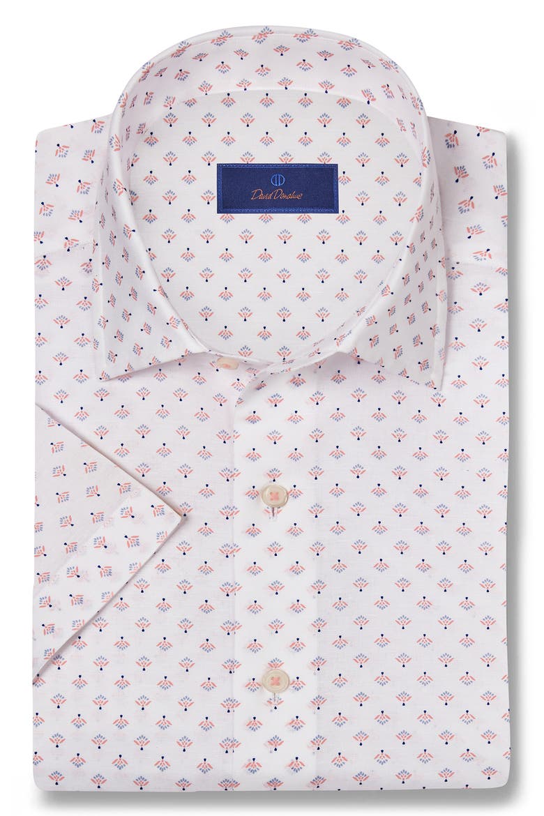 Linen & Cotton Short Sleeve Sport Shirt, Main, color, WHITE/ MULTI