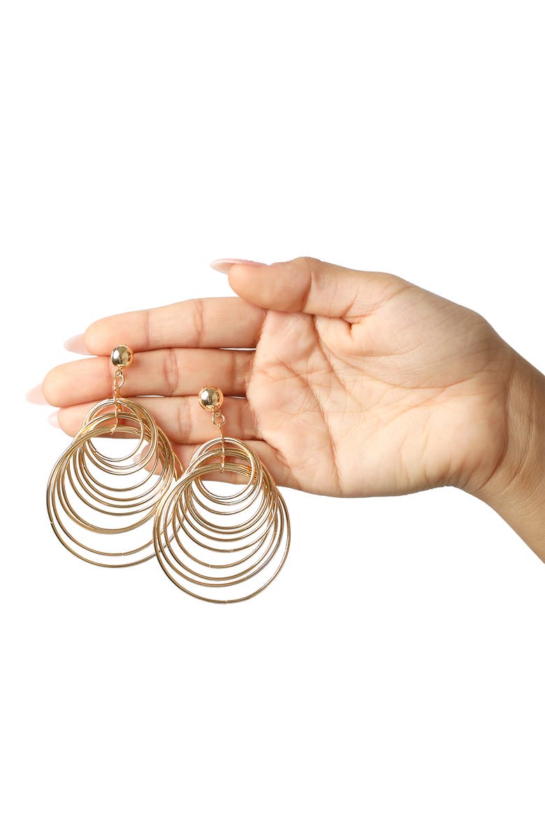 Multi Hoop Drop Earrings Yellow Gold-Tone, Statement Hoops, Alternate, color, Gold-Tone