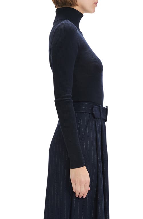 Favorite Daughter Amelia Rib Merino Wool Turtleneck Top In Black