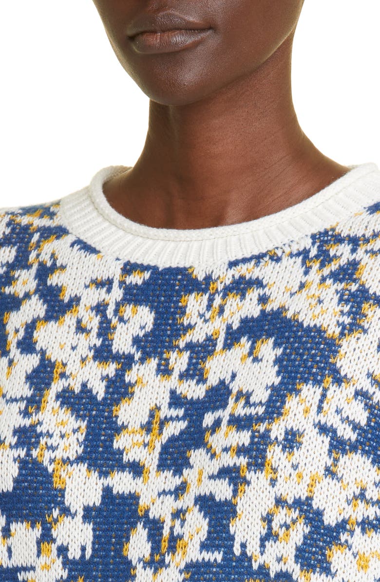 Lafayette 148 New York Floral Jacquard Cashmere & Cotton Blend Sweater, Alternate, color, 