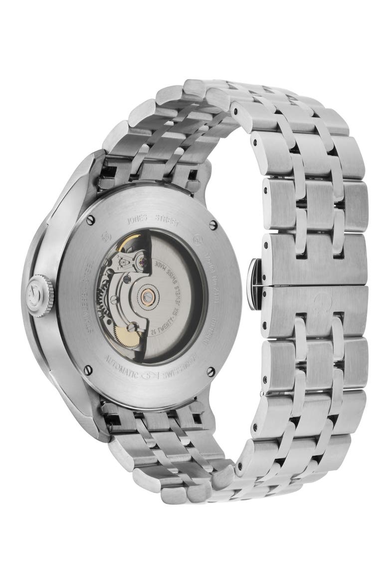 Jones Street Swiss Automatic Bracelet Watch, 45mm, Alternate, color, SILVER