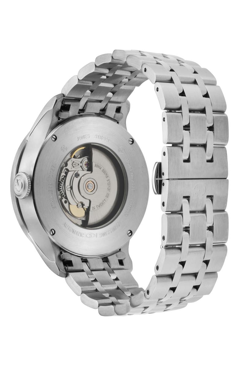 GEVRIL Jones Street Swiss Automatic Bracelet Watch, 45mm, Alternate, color, Silver