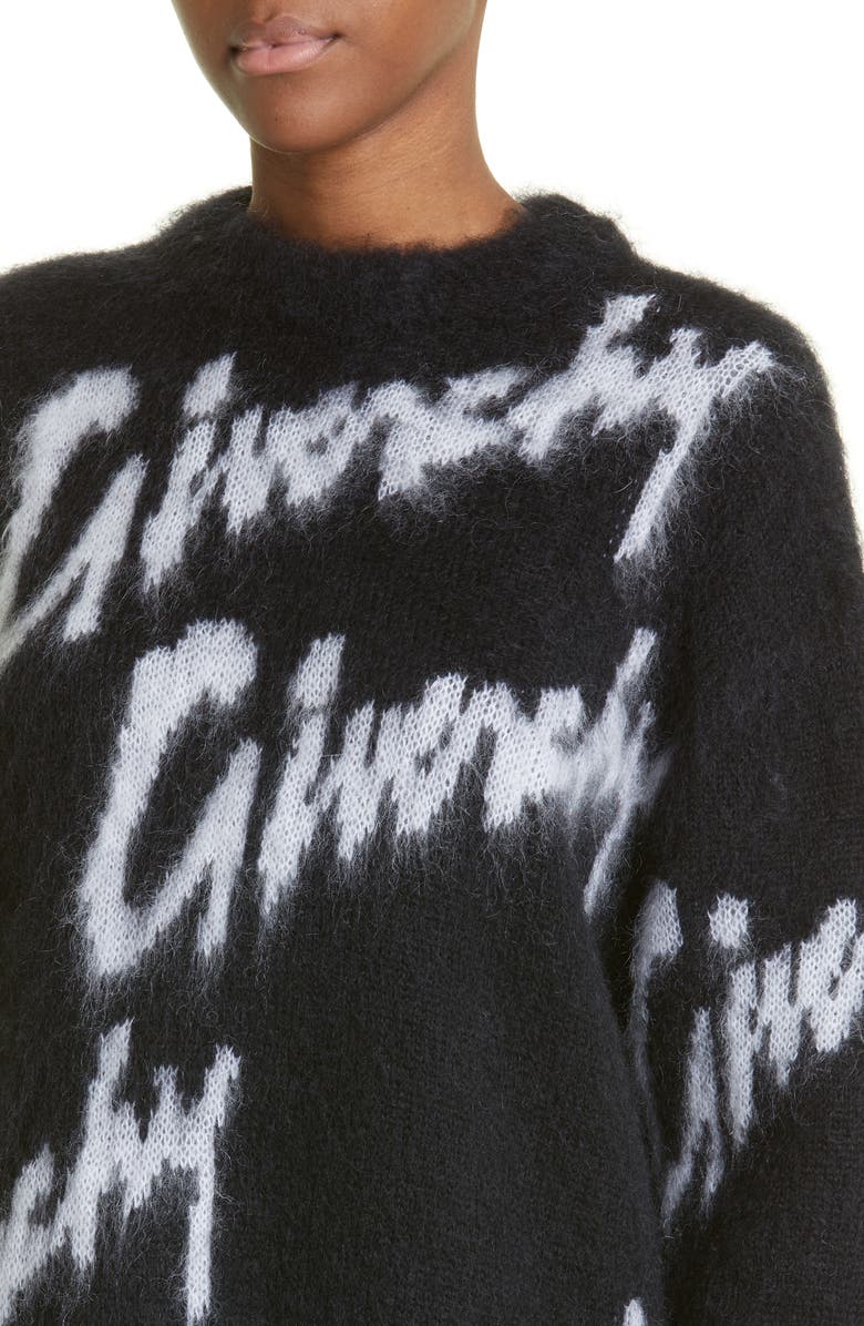Givenchy Intarsia Logo Crewneck Mohair & Wool Blend Sweater, Alternate, color,