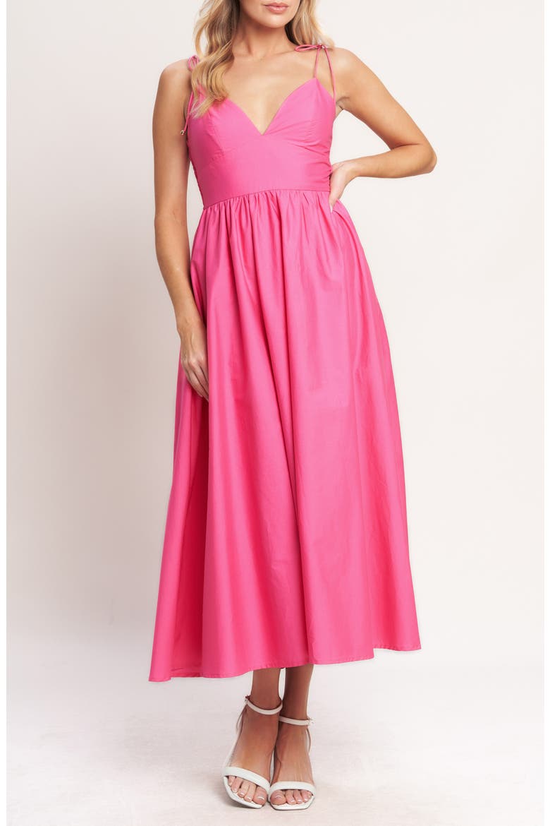 Fit & Flare Cotton Midi Sundress, Main, color, FUCHSIA