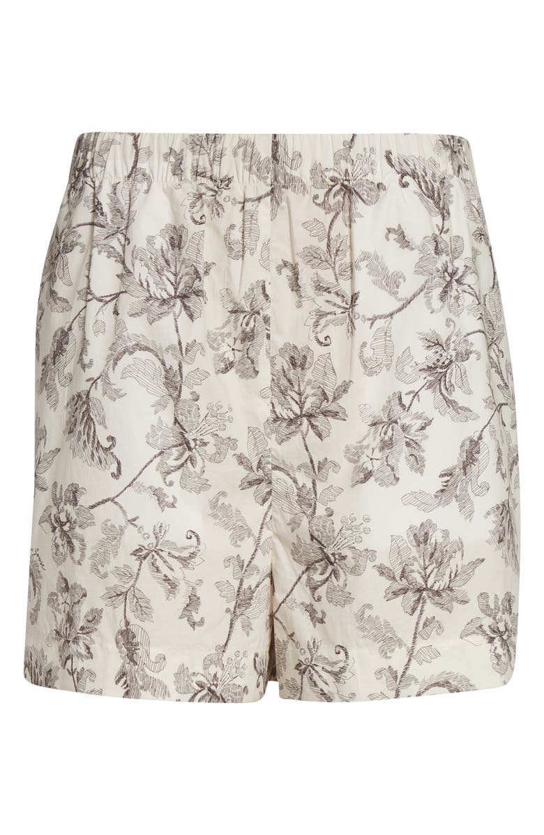 Golden Goose Journey Floral Print Cotton Shorts, Alternate, color, Dusty White/ Black