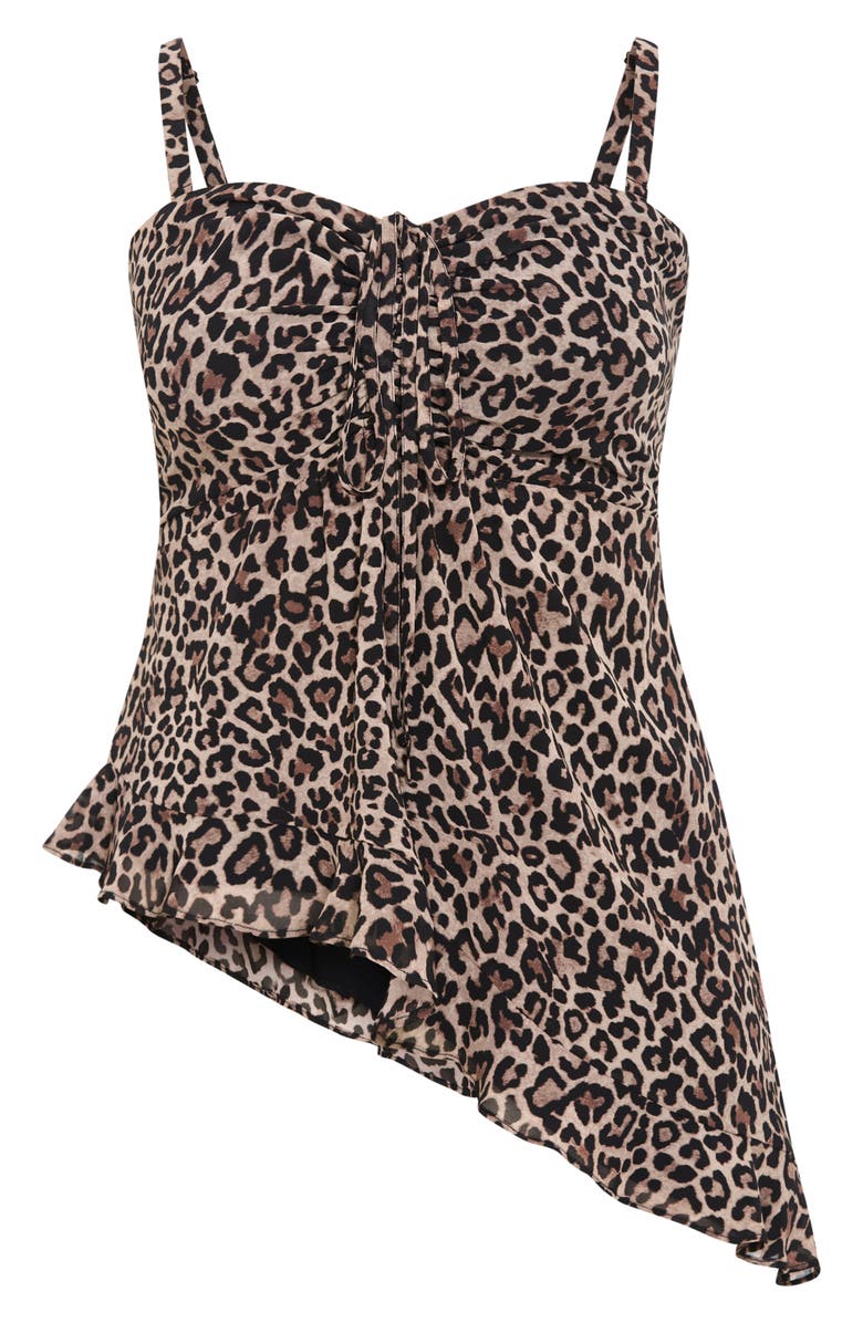 City Chic Skai Leopard Print Asymmetric Top, Alternate, color, Leopard
