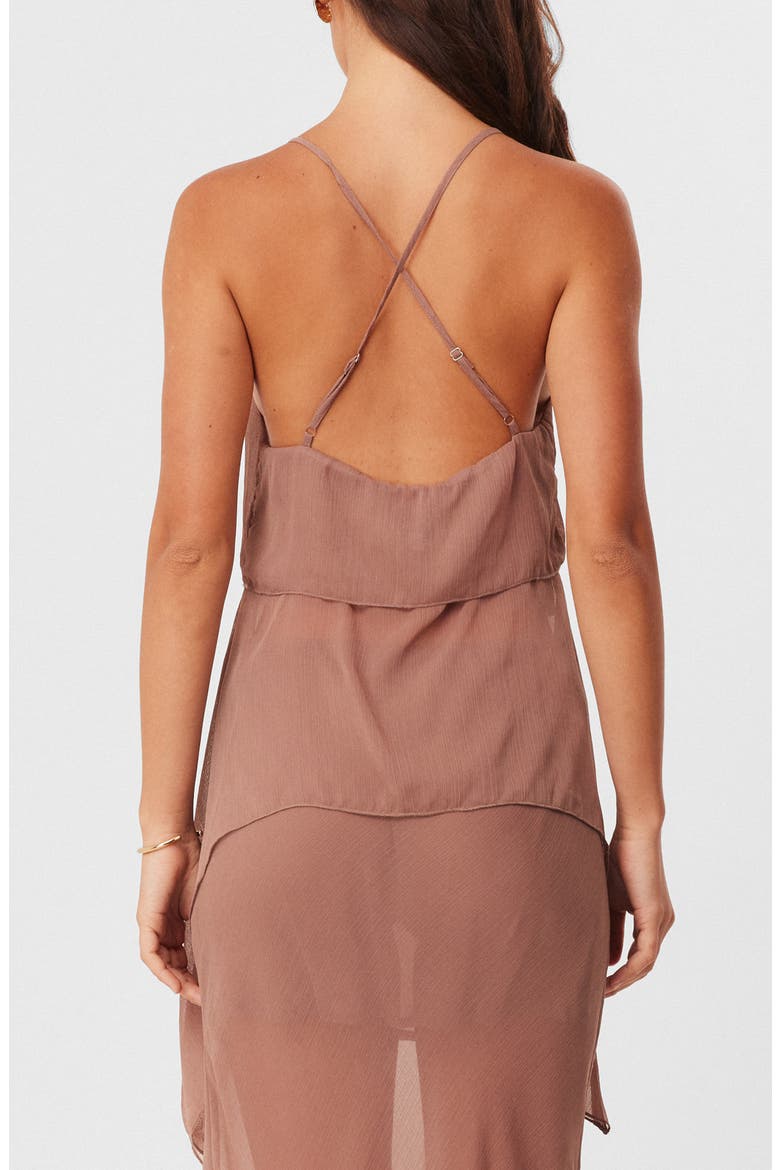 Tamara Handkerchief Hem Chiffon Cami Top, Alternate, color, MOCHA