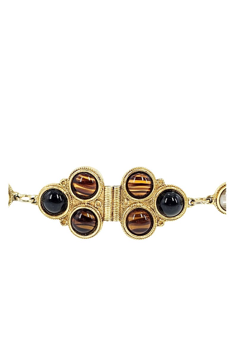 Vintage 1970 Cabochon Chain Belt, Alternate, color, Gold