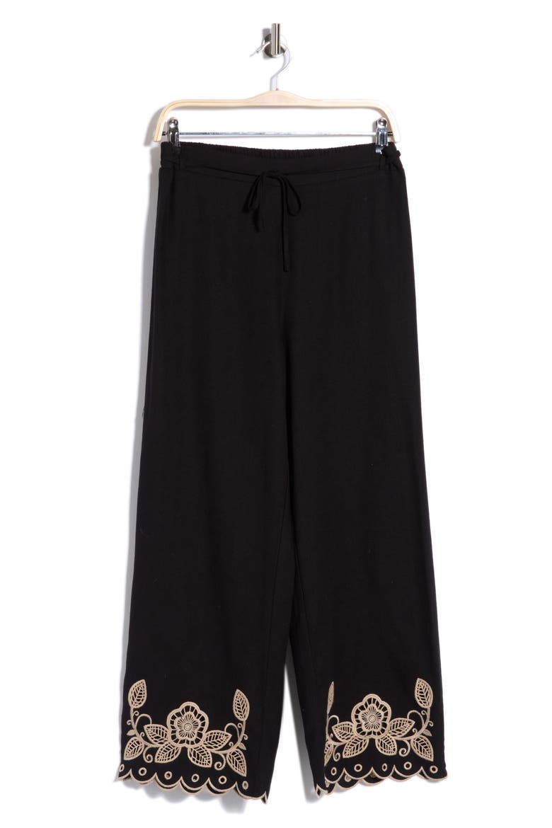 Embroidered Pants, Alternate, color, BLACK