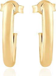 Bliss Diamond 14k Gold 3mm Small Women's Hoop Earrings .5"  Tall 1 grams