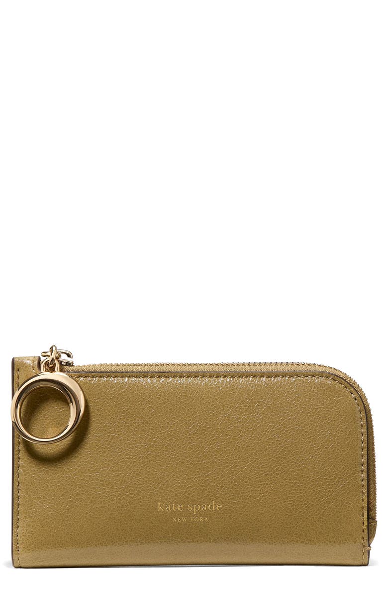 Kate Spade New York halo glazed leather small wallet, Main, color, Dried Thyme